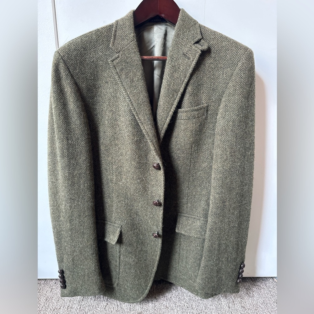 *Polo Ralph Lauren Olive Herringbone Tweed Blazer - 42R*